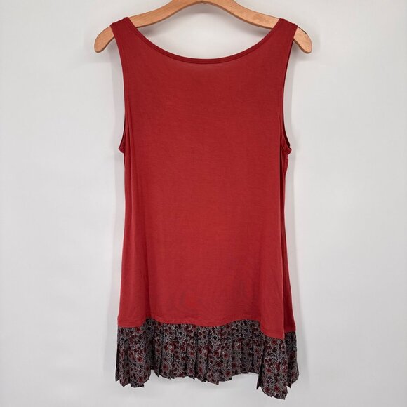 Logo Layers rust Sleeveless Tunic With Floral Print Ruffle Hem Womens medium - Picture 11 of 11